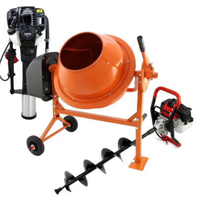 MonsterShop T-Mech Earth AugerCement Mixer And 120mm 4 Stroke Post Driver from B&Q