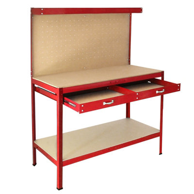 MonsterShop Workbench With Pegboard And Drawer In Red from B&Q