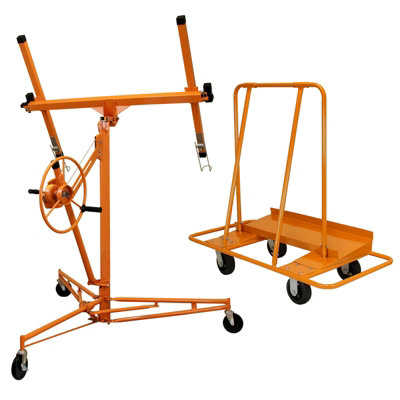 MonsterShop Drywall Lifter Hoist 11Ft & Plaster Board Trolley from B&Q