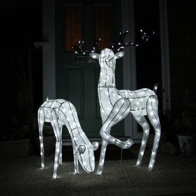 MonsterShop Large Light Up Stag & Doe Reindeer Set from B&Q