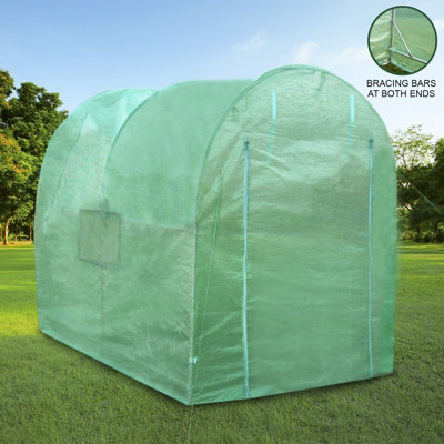 MonsterShop Polytunnel Greenhouse Walk In Galvanised Windows Doors Growhouse Pe Cover Diameter 2 X 2.5M from B&Q