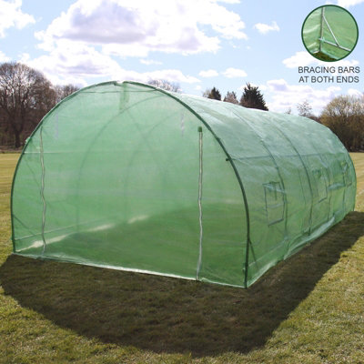 MonsterShop Polytunnel Greenhouse Walk In Galvanised Windows Doors Growhouse Pe Cover Diameter 6 X 3M from B&Q