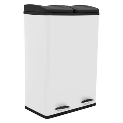 MonsterShop 60L Dual Compartment Pedal Bin In White from B&Q