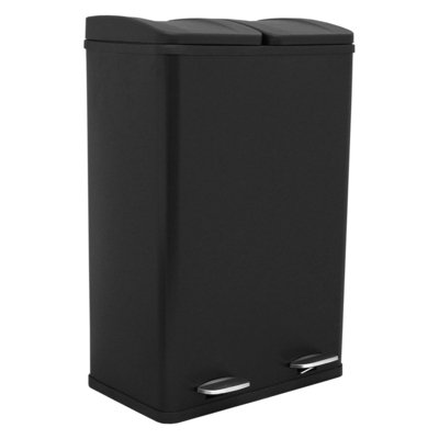 MonsterShop 60L Dual Compartment Pedal Bin In Black from B&Q