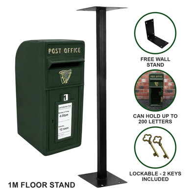 B&Q -  Royal Mail Post Box Irish With Floor Stand Er Iron Wall Mounted Wedding Authentic Pillar Replica Lockable Post Office Letter Box