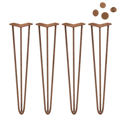 Monstershop 4 X 28" Hairpin Legs - 3 Prong - 10Mm - Antique Copper