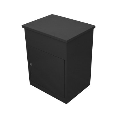 B&Q -  Black Parcel Post Box Lockable Wall Mounted Secure Large Outdoor Letter Smart Mail Drop Box Weatherproof Galvanised Steel
