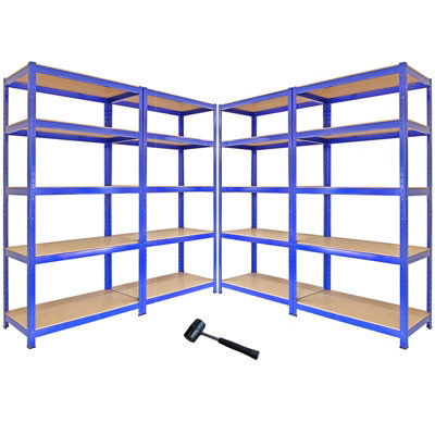MonsterShop Garage Shelving Units Storage X 4 Bays Metal Racking Units Bays Steel Garage Shed