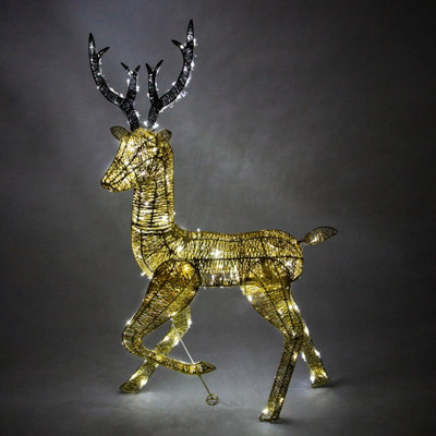 Monstershop Up Reindeer Stag - 120Cm 200 Ice Led Light/Gold/White