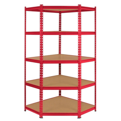 Monstershop Z-Rax Corner Garage Shelving Unit - 5 Tier Heavy Duty Rack For Storage Steel Utility Shelves
