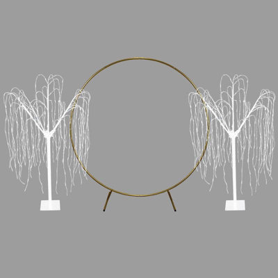 MonsterShop Wedding Moongate - Gold & 2 X Weeping Willow Tree 180Cm Warm White