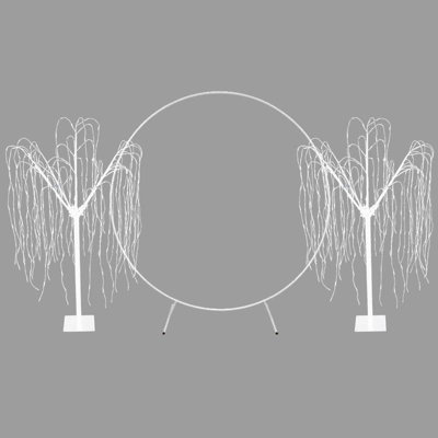 MonsterShop Wedding Moongate - White & 2 X Weeping Willow Tree 180Cm Warm White