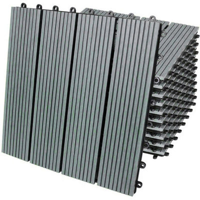 B&Q -  33 X Wpc Decking Floor Tiles 30X30CmGrey
