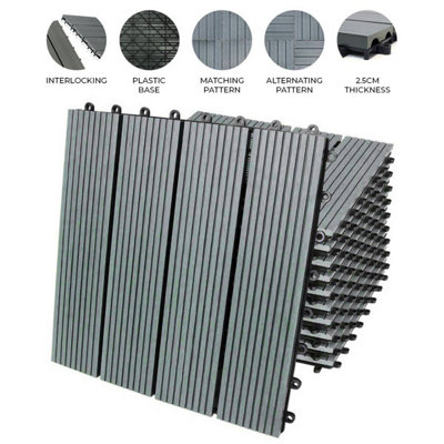 MonsterShop 99 X Wpc Decking Floor Tiles 30X30Cm 9 SqmGrey from B&Q