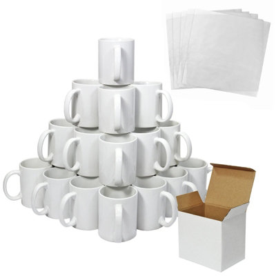MonsterShop 36 11Oz White Mugs With Boxes & 5 Sublimation Sheets from B&Q