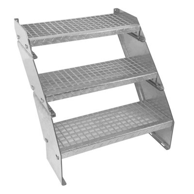 Monstershop Unisex Silver Adjustable 3 Section Galvanised Staircase - 600Mm Wide In - Image 5