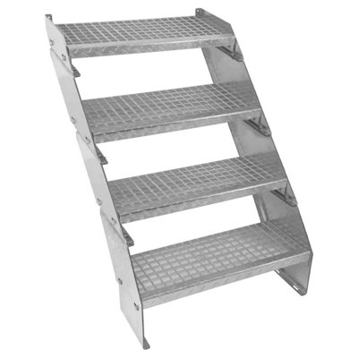 Monstershop Adjustable 4 Section Galvanised Staircase - 600mm Wide in Silver - Image 3