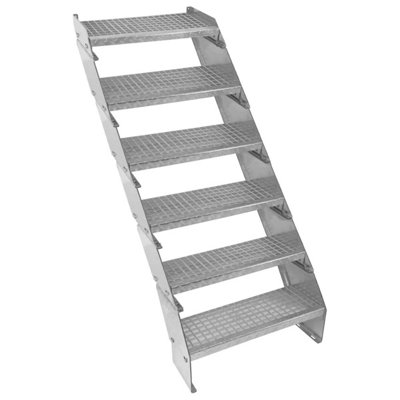 Monstershop Silver Adjustable 6 Section Galvanised Staircase - 600Mm Wide - Image 5
