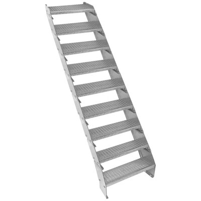 Monstershop Silver Adjustable 9 Section Galvanised Staircase - 600Mm Wide - Image 5