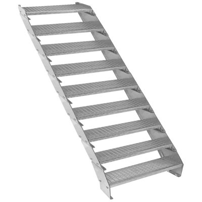Metal Staircase 9 Section Adjustable Height Galvanised Steel Steps 90Cm / 900Mm 5055986186748 - Image 4