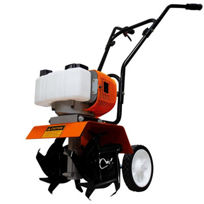 Petrol Cultivator Rotavator Cordless Garden Tiller 52 Cc 1.65 Kw 4000 Rpm 3 Hp 2 Stroke 1.2 L Tank 4 Steel Blades 30 Cm Working from B&Q