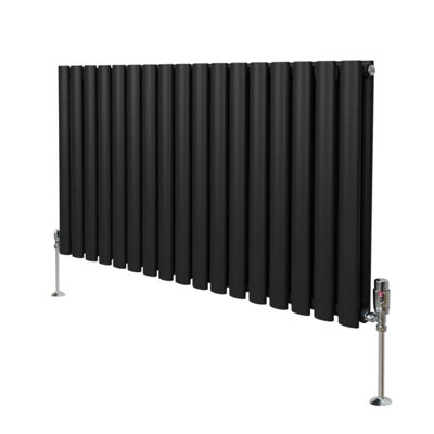 B&Q -  Oval Column Radiator & Valves600mm X 1020mmBlack