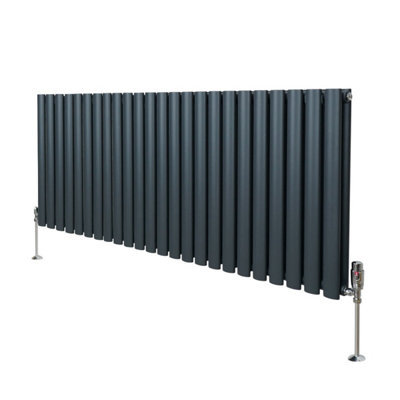 B&Q -  Oval Column Radiator & Valves600mm X 1440mmAnthracite Grey