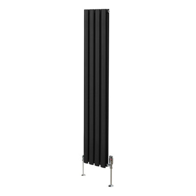 MonsterShop Oval Column Radiator & Valves1600mm X 240mmBlack from B&Q