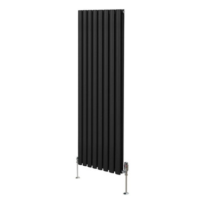B&Q -  Oval Column Radiator & Valves1600mm X 480mmBlack