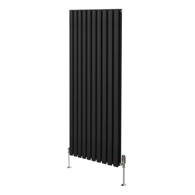 MonsterShop Oval Column Radiator & Valves1600mm X 600mmBlack from B&Q