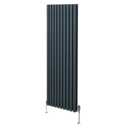MonsterShop Oval Column Radiator & Valves1800mm X 600mmAnthracite Grey from B&Q
