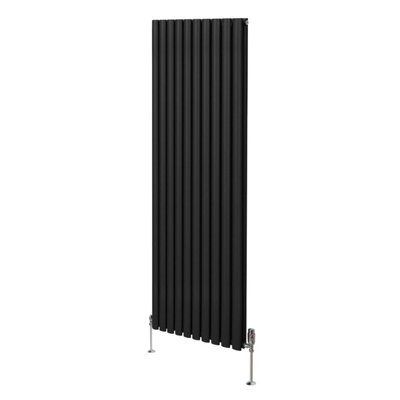 MonsterShop Oval Column Radiator & Valves1800mm X 600mmBlack from B&Q