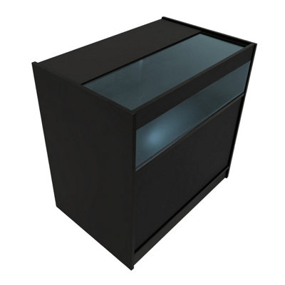 MonsterShop Black Shop Counter Led Light B 900mm Lockable Sliding Doors 2 Keys Retail Storage Unit Display Showcase Cabinet Reception Desk from B&Q