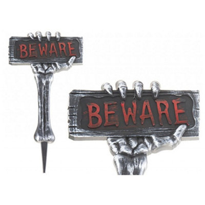 I Love Fancy Dress Halloween Beware Sign Decoration - Pack Of 1