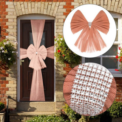 I Love Fancy Dress Large Rose Gold Christmas Door Bow Diamante Decoration from B&Q