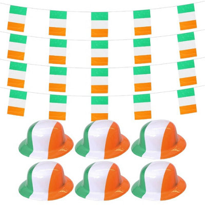 I Love Fancy Dress 6X Irish Flag Bowler Hat & Irish Flag Bunting from B&Q