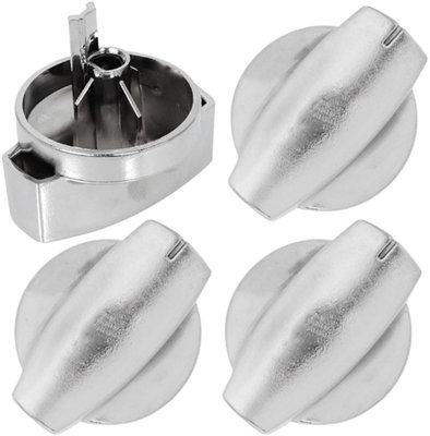 Spares2Go Chrome Silver Switch Knobs For Belling Hob Hotplate (Pack Of 4) Countryrange 44444 44445 1000Df 1000G from B&Q