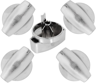 Spares2Go Chrome Silver Switch Knobs For Belling Hob Hotplate (Pack Of 6) Countryrange 44444 44445 1000Df 1000G from B&Q