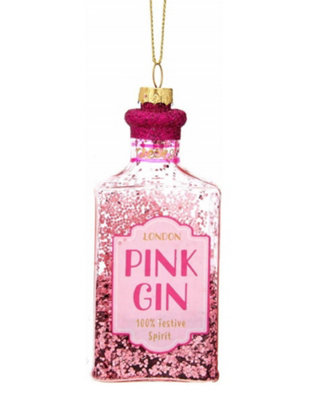Sass & Belle Christmas Bauble - Gin Bottle Pink