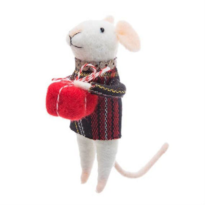 Sass & Belle Tartan Mouse Standing Felt Decoration from B&Q