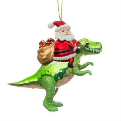Sass & Belle Dinosaur And Santa Shaped Bauble from B&Q