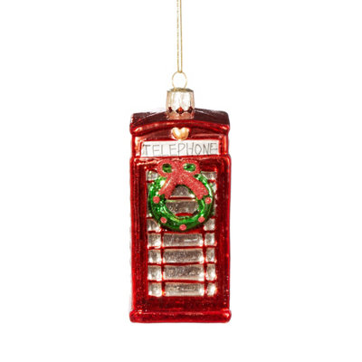 B&Q -  Sass And Belle Festive Glass Telephone Box Bauble