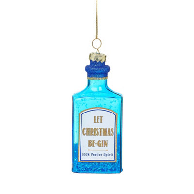 B&Q -  Christmas BaubleBlue Let Christmas Be Gin Bottle