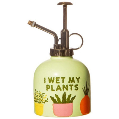 Sass & Belle Ceramic Plant Water MisterGreen I Wet My Plants from B&Q