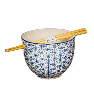 Sass & Belle Sass And Belle Sashiko Pattern Noodle Bowl With Chopsticks from B&Q