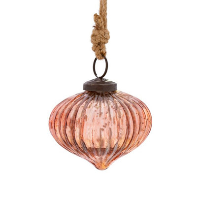 Sass & Belle Copper Crackle Glass Onion Bauble from B&Q