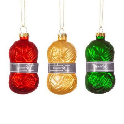 Sass & Belle Knitting Wool Shaped BaubleSet Of 3 from B&Q