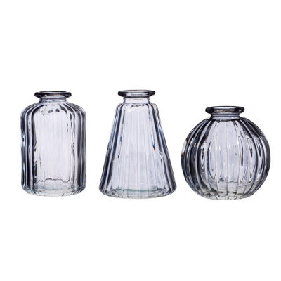 B&Q -  Glass Bud VasesGrey3 Pack