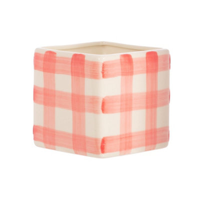 Sass & Belle Gingham Planter Pink from B&Q