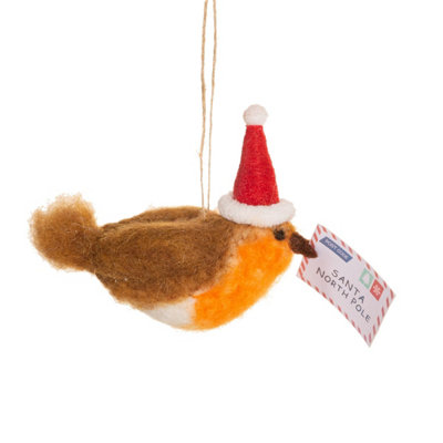 Sass & Belle Robin With Letter To Santa Felt Decoration from B&Q